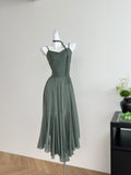 Cute A Line Spaghetti Straps Chiffon Summer Beach Dress Holiday Party Outfits For Girls HZ1214