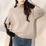 High-Necked Collider Clamming Sweater Women's Autumn And Winter Women's Needle Casual Wind Knitting Knitting Tops Bottom HZ0108