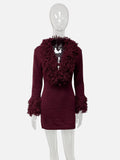 New Women's Lavender Lysum Design V-Neck Solid Long-Sleeved Knitted Dress Short Dress In Autumn 2025 HZ0108