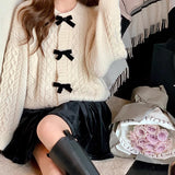 French Spring And Autumn New Sweet Wind Butterfly Soft Sweater Girl Little Fragrance Vintage Knitted Jersey Jacket HZ0108