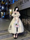 Vintage Ball Gown Off The Shoulder Short Sleeves 16th Tulle Birthday Dress Lolita Dress Birthday Outfits HZ1214