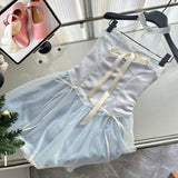 Sexy A line Halter Blue Min Summer Dress Holiday Party Homecoming Dress Birthday Outfits For Teens HZ1214