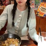 Spring And Autumn Bow Pearl Button Sweater Women's High Sense Korean Casual Gentle Wind Knitted Shirt Coat HZ0108