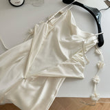 Cute A line Spaghetti Straps Champagne Floral Long Satin Summer Dress For Women HZ1214