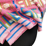 Rainbow V-Neck Sweater 2025 Autumn/Winter Retro-Dwine Knitted Cardigan Women Design Small Soft-Creinating Jacket HZ0108