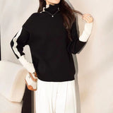 High-Necked Collider Clamming Sweater Women's Autumn And Winter Women's Needle Casual Wind Knitting Knitting Tops Bottom HZ0108