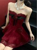 Niulatu A line Sweetheart Red Lace Homecoming Dresses Birthday Dress Birthday Outfits SD1185