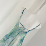 Cute Mermaid Spaghetti Straps Green Long Summer Dress For Women HZ1214