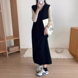 French Autumn And Winter Women's High-End Sweater Coat Women's Vest Vest Skirt Loose Long Knitwear Dress HZ0108