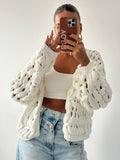 2025 New Women's Fashion High-End Feel Hollow Knitted Open Shirt HZ0108