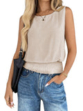 Tiktok Summer 2026 New Women's Round Collar Sleeveless Hem To The Folding Casual Vest HZ0108