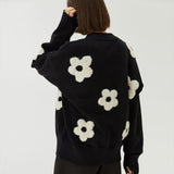 2025 New High-End Lazy Retro Short Knitted Cardigan Three-Dimensional Flower Sweater Women's Coat Autumn And Winter HZ0108