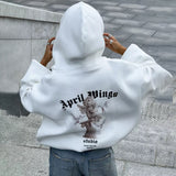 2025 Early Spring New Angel Printing Women's Spring And Autumn Hooded Loose Hundred Coat Women's Short Loose HZ0108