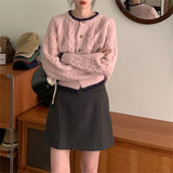 Outside Wearing A Round-Neck Sweater Coat Women's New Autumn And Winter Free Lazi Short Small Knitted Open Shirt HZ0108