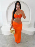 Women's 25 Summer Strip Sling Vests With Hip Skirt Set Summer Women's Clothing HZ0108