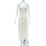 Niulatu Women's New Sling Dress Sexy Dress Three-Dimensional Flower Knitted Back Strap To The Hip Dress SPCP