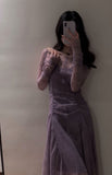 Niulatu Sheath Off The Shoulder Grape Lace Beach Dress Women's Vacation Dresses Birthday Dress SD1179