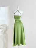 Sexy Mermaid Halter Satin Summer Beach Dress Holiday Party Casual Outfits For Girls HZ1214