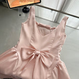 Cute A Line Square Satin Pink Casual Dress Summer Outfits Short Holiday Dresses HZ1214
