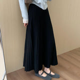 High-Rise Thin Cashmeat Plus Thick 100-Folded Skirt 2025 Winter Women's Korean Version Of Casual Lady Umbrella Skirt HZ0108