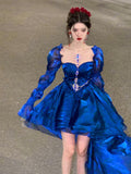 Niulatu French High Low Sweetheart Christmas Dress Royal Blue Birthday Dresses Birthday Outfits SD1147