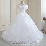 One-Word Shoulder Main Wedding Dress 2026 New Tuxo Court Wedding Dress Bridal Hus Down Yarn HZ0516