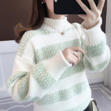 Autumn And Winter Snow Linoleum New Women's Thicken Student Sweater Women Loose Wearing Imitation Water Velvet Knitted Bottom Shirt HZ0108
