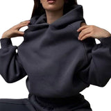 2025 Autumn Fashion Long Sleeve Plus Velvet Tight Belt Simple Style Sports Long Sleeve Trousers Set HZ0108