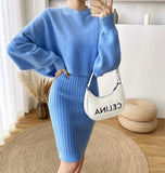 Autumn And Winter Korean Version Of Lazy Sweater Women Loose Chic Hoodie Top Two Sets Of Knitted Sling Vest Dress HZ0108