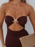 2025 Summer New Women's Sexy Breast-Wearing Backpack Hips Solid-Colored Hottie Dress HZ0108