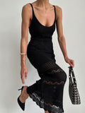 French Temperament Gentle Sexy Silk Dress With Sling Dress Women's Spring And Summer High-End Feel-Up-Pair Knitted Dress HZ0108