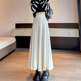 Hundred Folded Knitted Half-Dress Women's Autumn And Winter 2025 New Slim Waist Loose Mid-Long Umbrella Skirt A-Character Skirt HZ0108