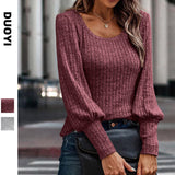 Autumn/Winter 2025 New Lady Pit Grinding Collars Lantern Sleeve Long-Sleeved Top HZ0108