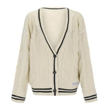 Bat Sleeve Knitted Sweater Coat Autumn And Winter Solid Embroidered Women's Single Row Buckle Long Sleeve Open Shirt HZ0108