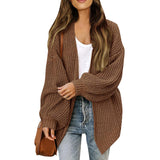 Women's Clothing 2025 Autumn And Winter Lantern Sleeve Sweater Women's Coat Coarse Wool Pocket Knitted Cardigan HZ0108