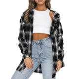 2025 Women's Top Autumn And Winter New Collar Long Sleeves Loose Casual Plaid Shirt HZ0108