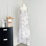 Cute A Line Spaghetti Straps Floral Chiffon Summer Dress Holiday Party Outfits For Girls HZ1214
