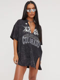 High Street To Make Old Short-Sleeved T-Shirts For Women Wearing Loose Leisure V Collar Blouse Hot Babes HZ0108