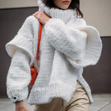 Sweater Coarse Knitted Sweater Knitted Women's Fluffy Long-Sleeved Turtleneck Sweater HZ0108
