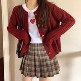 Peach Heart Buckle Soft Knitted Cardigan Women 2025 New Spring And Autumn And Winter Loose Outer Sweater Coat Gentle Wind Top HZ0108