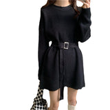 French Retro High-End Retro Knitted Dress Women's Spring And Autumn Chic Women's Beautiful Goddess Fan Sweater Dress HZ0108