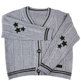 Bat Sleeve Knitted Sweater Coat Autumn And Winter Solid Embroidered Women's Single Row Buckle Long Sleeve Open Shirt HZ0108