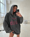 Vintage Washing Water To Make Old Hooded Sweating Autumn And Winter Coat Women's High Street Loose Leisure Tattered Women Loose Thin HZ0108