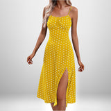 Women's Clothing 2025 Spring New Print Sling Sexy Open Fork Dress HZ0108