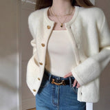 2025 Autumn And Winter Women's Version Of Loose Letter Thick Thick Knitted Cardigan In The Long Sweater Autumn Winter Coat Woman HZ0108