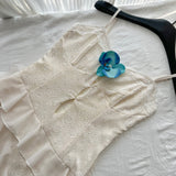 Cute Sheath Spaghetti Straps Ivory Ruffles Casual Dress Summer Outfits Short Holiday Dresses HZ1214