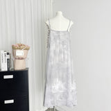 Cute A Line Spaghetti Straps Floral Chiffon Summer Dress Holiday Party Outfits For Girls HZ1214