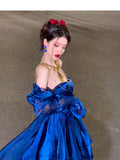 Niulatu French High Low Sweetheart Christmas Dress Royal Blue Birthday Dresses Birthday Outfits SD1147