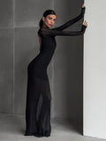 French Elegance Style Dress Female Senior Feeling Nightclub Party Sexy Perspective Hip Dress Dress HZ0108