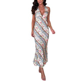 Niulatu 2025 New Summer Sexy Print Hanging Neck V Collar Dress SPCP